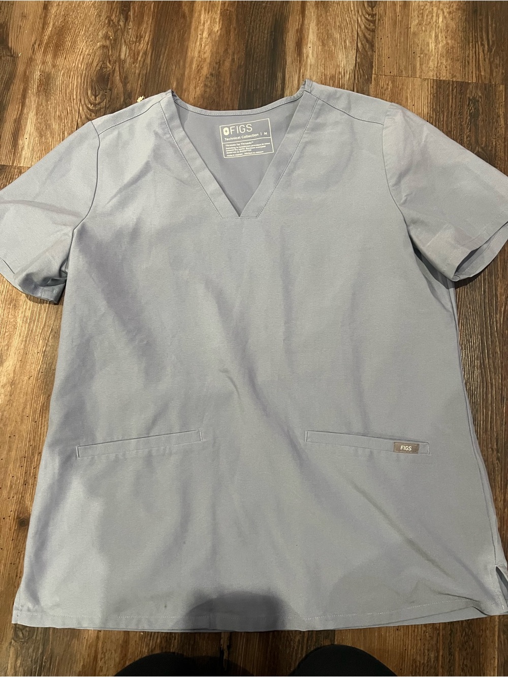 Figs Women's V-Neck Short Sleeve Scrub Top in Light Blue